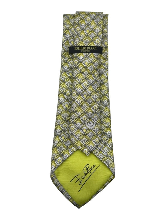 Emilio Pucci Green & White Silk All Over Print Men's Tie Green & White