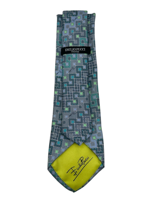 Emilio Pucci Blue & Multi Silk All Over Print Men's Tie Blue & Multi