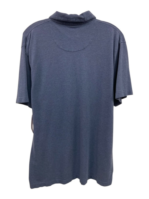 Sharp Lad Size L Blue Cotton Blend Solid Polo Men's Short Sleeve Blue / L