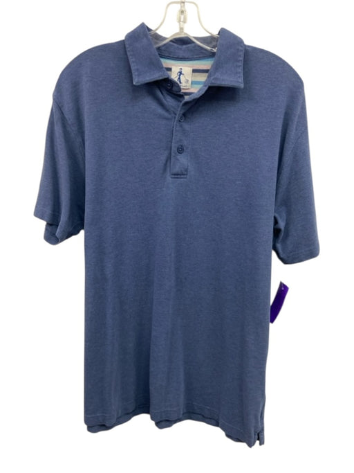 Sharp Lad Size L Blue Cotton Blend Solid Polo Men's Short Sleeve Blue / L