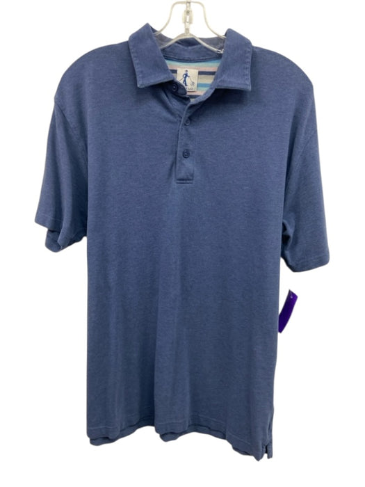 Sharp Lad Size L Blue Cotton Blend Solid Polo Men's Short Sleeve Blue / L