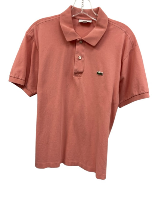 Lacoste Size L Pink Cotton Solid Polo Men's Short Sleeve Pink / L