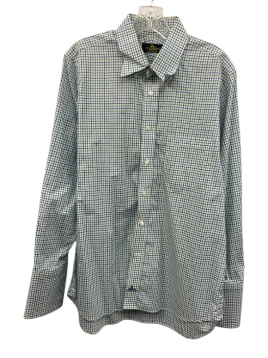Holland & Sherry Size Est L White & Multi Plaid Button Down Long Sleeve Shirt White & Multi / Est L