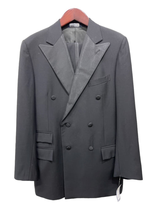 Polo Black Wool Tuxedo Peak Lapel Double Breasted Men's Suit 44