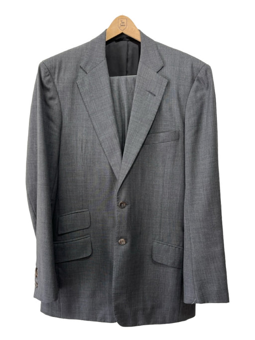 Edgar Pomeroy Gray Wool zig zag 2 Button Men's Suit Est 42