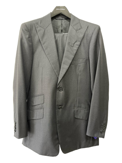 Edgar Pomeroy Dark Gray Wool Solid 2 Button Men's Suit Est 42