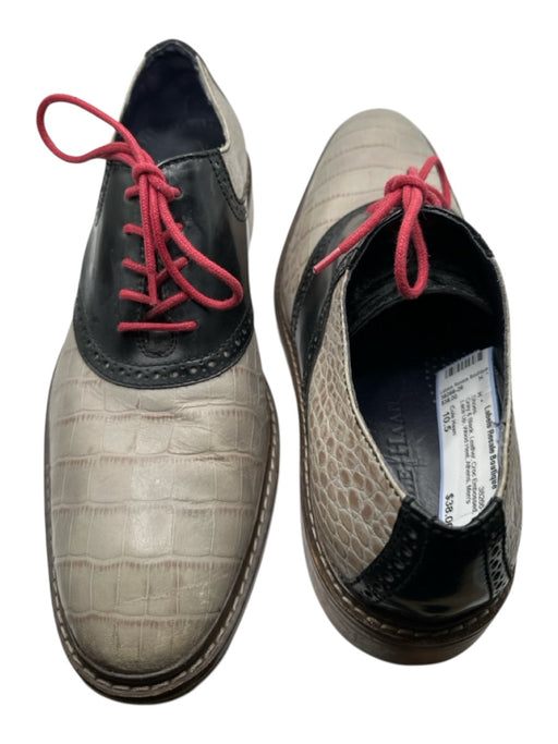 Cole Haan Shoe Size 10.5 Grey & Black Leather Croc Embossed Lace Up Men's Shoes Grey & Black / 10.5