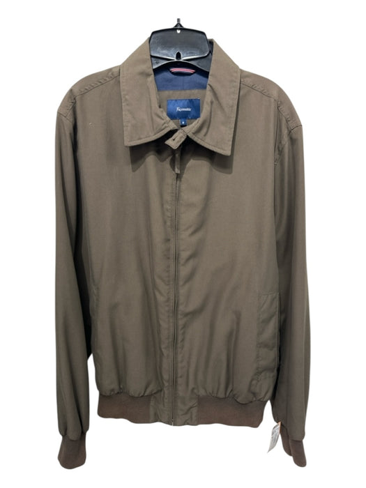 Facconable Size M Brown Synthetic Solid Windbreaker Zip Up Men's Jacket Brown / M