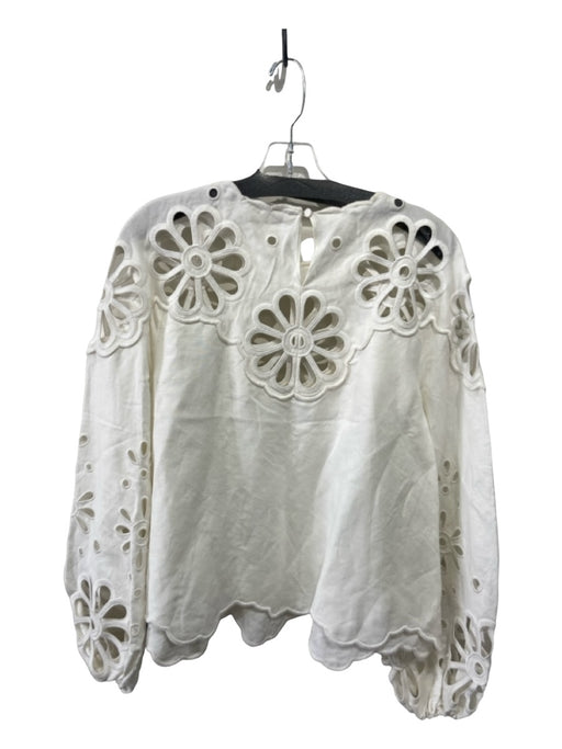 Jonathan Simkhai Size XS White Linen Blend Cut Out Floral Top White / XS