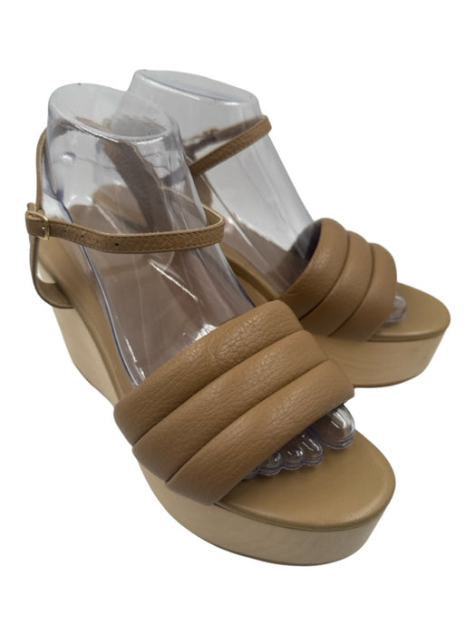 Beatrice Valenzuela Shoe Size 9 Tan Brown Pebbled Leather Pillowed Sandals Tan Brown / 9