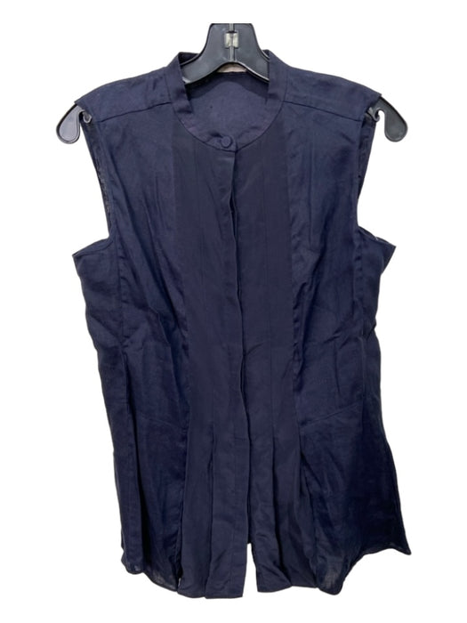 Tory Burch Size 6 Navy Silk Sleeveless Button Up Sleeveless Top Navy / 6