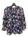 Shoshanna Size Small Navy, Pink & Yellow Silk 3/4 Balloon Sleeve Floral Top Navy, Pink & Yellow / Small