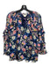 Shoshanna Size Small Navy, Pink & Yellow Silk 3/4 Balloon Sleeve Floral Top Navy, Pink & Yellow / Small