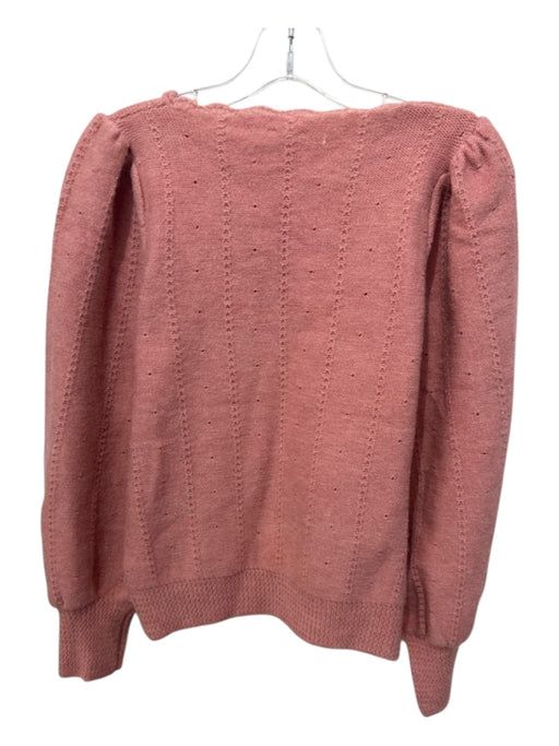 Sadie & Sage Size Small Rose Pink Acrylic Blend Open Knit Smocked Cuffs Sweater Rose Pink / Small
