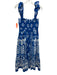 Sea New York Size M Blue & White Cotton Shirred abstract flowers Maxi Dress Blue & White / M