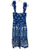 Sea New York Size M Blue & White Cotton Shirred abstract flowers Maxi Dress Blue & White / M