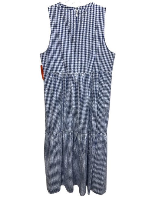 Sara Campbell Size S Blue & White Cotton Seersucker Ginham Sleeveless Maxi Dress Blue & White / S