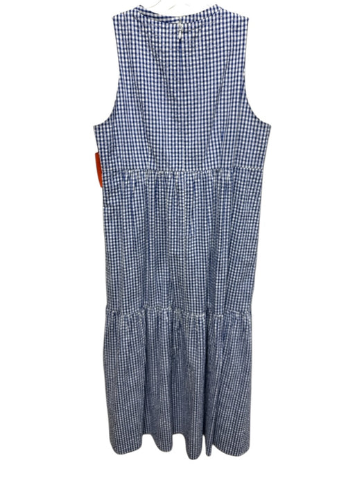 Sara Campbell Size S Blue & White Cotton Seersucker Ginham Sleeveless Maxi Dress Blue & White / S
