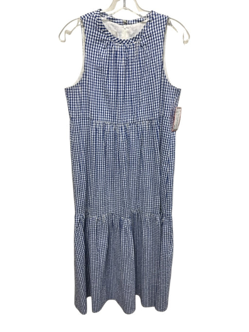 Sara Campbell Size S Blue & White Cotton Seersucker Ginham Sleeveless Maxi Dress Blue & White / S