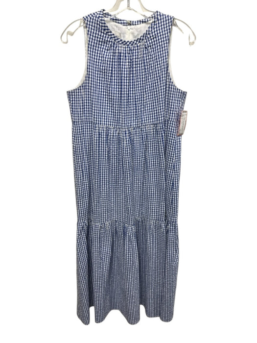Sara Campbell Size S Blue & White Cotton Seersucker Ginham Sleeveless Maxi Dress Blue & White / S