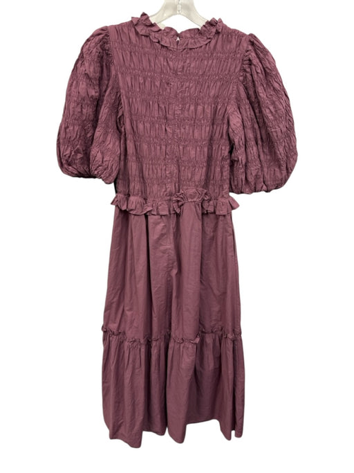 Sea New York Size 4 Light Purple Cotton Short Puff Sleeve Shirred Tiered Dress Light Purple / 4