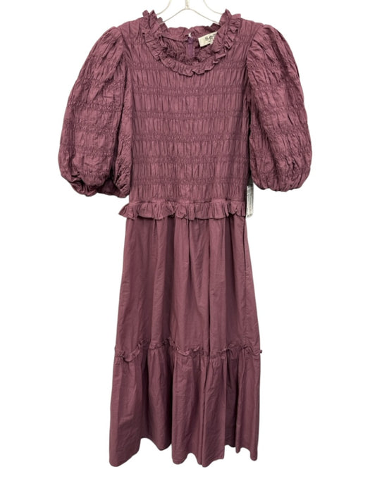 Sea New York Size 4 Light Purple Cotton Short Puff Sleeve Shirred Tiered Dress Light Purple / 4