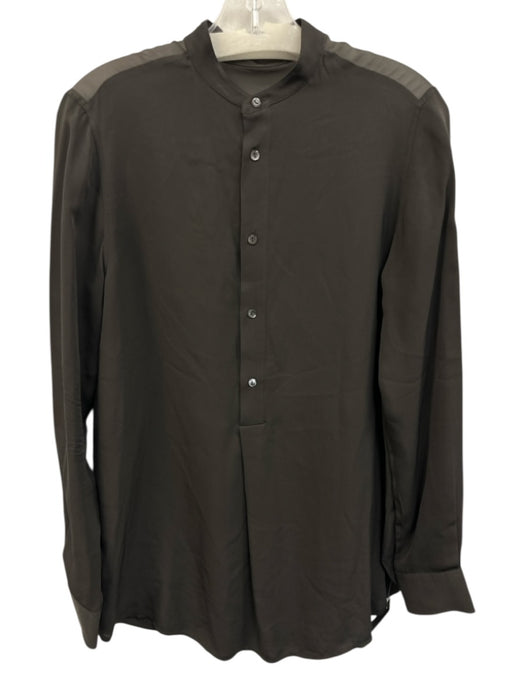 Polo Ralph Lauren Size 6 Dark Gray Silk Long Sleeve Quarter Button Top Dark Gray / 6