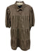 RD Style Size Large Taupe Brown Faux Leather Short Puff Sleeve Tiered Dress Taupe Brown / Large