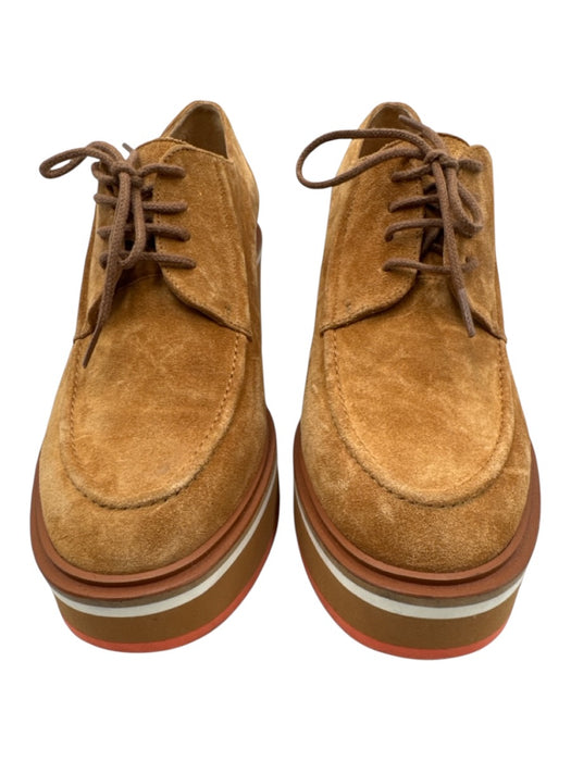 Clergerie Shoe Size 39.5 Tan Brown Suede leather Almond Toe Lace Up Loafers Tan Brown / 39.5