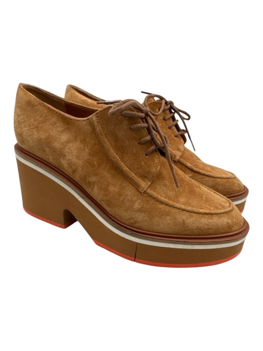 Clergerie Shoe Size 39.5 Tan Brown Suede leather Almond Toe Lace Up Loafers Tan Brown / 39.5
