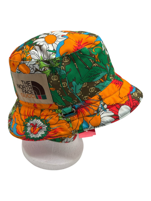 North Face Gucci Orange, Green, Blue Polymide Tassel Floral Monogram Bucket Hat Orange, Green, Blue / S