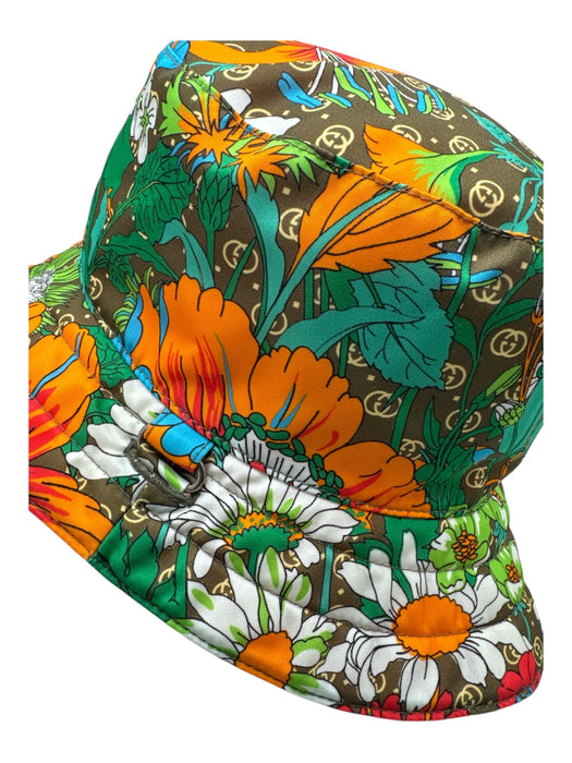 North Face Gucci Orange, Green, Blue Polymide Tassel Floral Monogram Bucket Hat Orange, Green, Blue / S