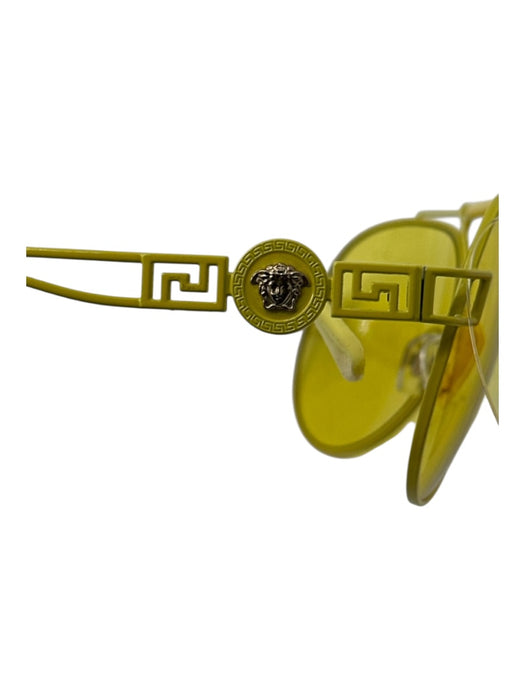 Versace Yellow Metal tinted frames Medusa Aviator Sunglasses Yellow