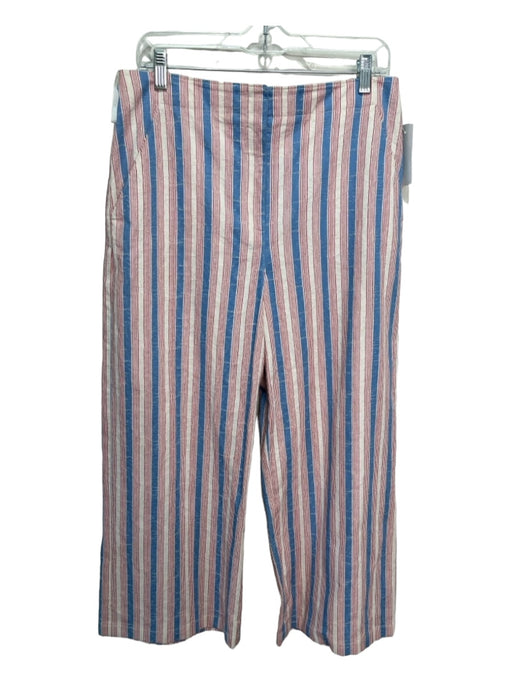 Tory Burch Size 10 Blue, Red, & White Cotton Striped zip fly Wide Leg Pants Blue, Red, & White / 10