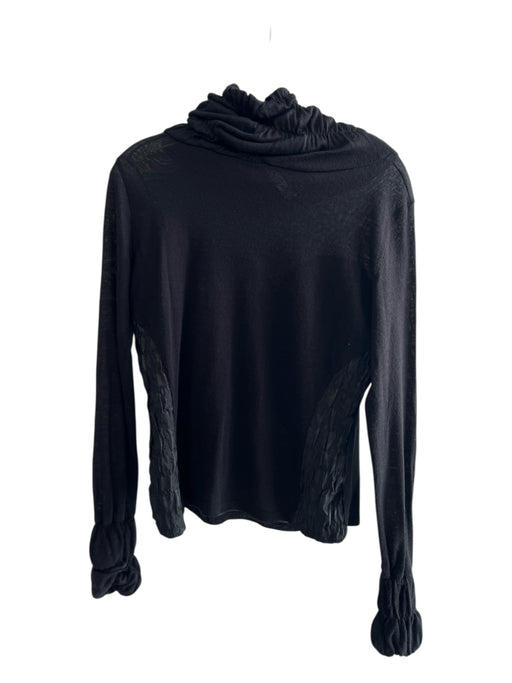 Vassalli Size 50 Black Acrylic Blend Long semi sheer sleeves Ruched bodice Top Black / 50