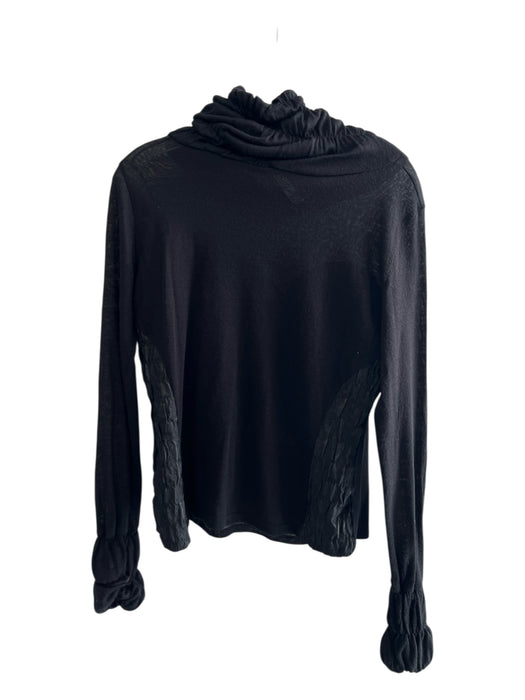 Vassalli Size 50 Black Acrylic Blend Long semi sheer sleeves Ruched bodice Top Black / 50