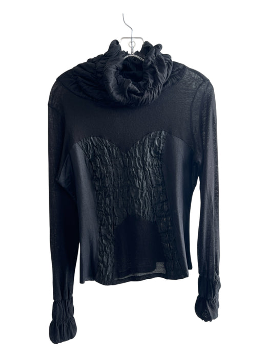 Vassalli Size 50 Black Acrylic Blend Long semi sheer sleeves Ruched bodice Top Black / 50