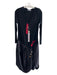 Dzhavael Couture Size Large Black, Red & White Cotton & Acetate V Neck Dress Black, Red & White / Large