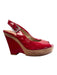 Donald J Pliner Shoe Size 9.5 Red Patent Leather Cork Peep Toe Sling back Shoes Red / 9.5