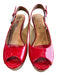 Donald J Pliner Shoe Size 9.5 Red Patent Leather Cork Peep Toe Sling back Shoes Red / 9.5