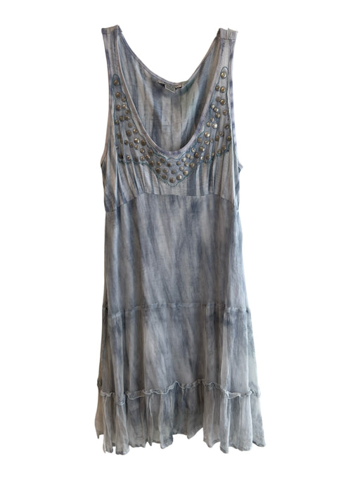 Alberto Makali Size M Blue Gray Viscose Scoop Neck Sleeveless Beaded Dress Blue Gray / M