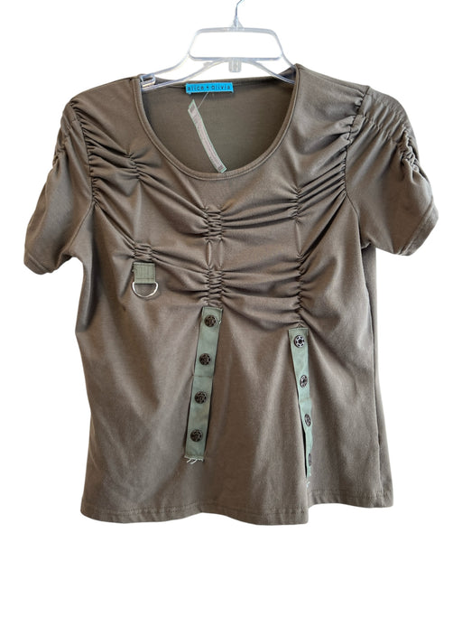 Alice + Olivia Size Est M/L Army Green No Fabric Tag Round Neck Short Sleeve Top Army Green / Est M/L
