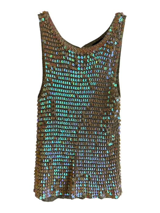 JS Collections Size M Olive Green Rayon Sequin Iridescent Scoop Neck Top Olive Green / M
