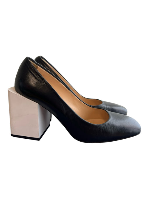 Mivida Shoe Size 38 Black & White Leather Square Toe High Heel Block Heel Shoes Black & White / 38