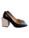 Mivida Shoe Size 38 Black & White Leather Square Toe High Heel Block Heel Shoes Black & White / 38