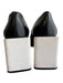 Mivida Shoe Size 38 Black & White Leather Square Toe High Heel Block Heel Shoes Black & White / 38