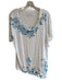 Elie Tahari Size Large White & Blue Viscose Short Sleeve Round Neck Tunic Top White & Blue / Large