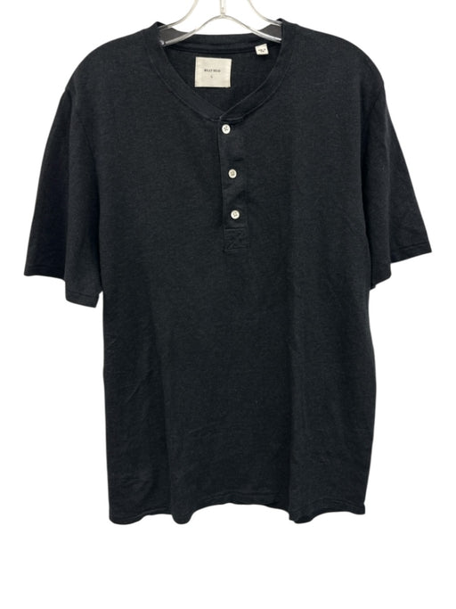 Billy Reid Size L Dark Gray Cotton Solid T shirt Henley Men's Short Sleeve Dark Gray / L