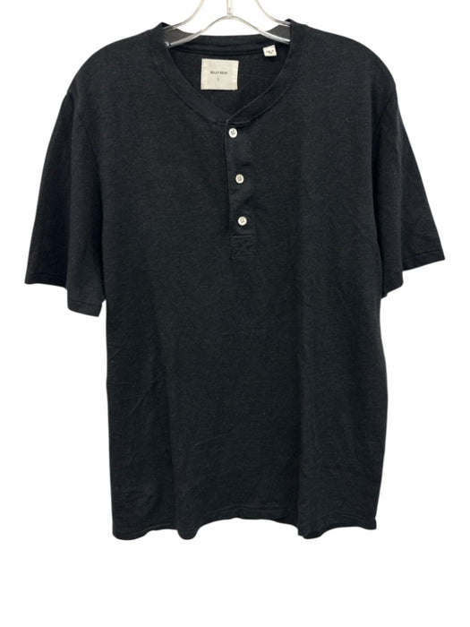 Billy Reid Size L Dark Gray Cotton Solid T shirt Henley Men's Short Sleeve Dark Gray / L