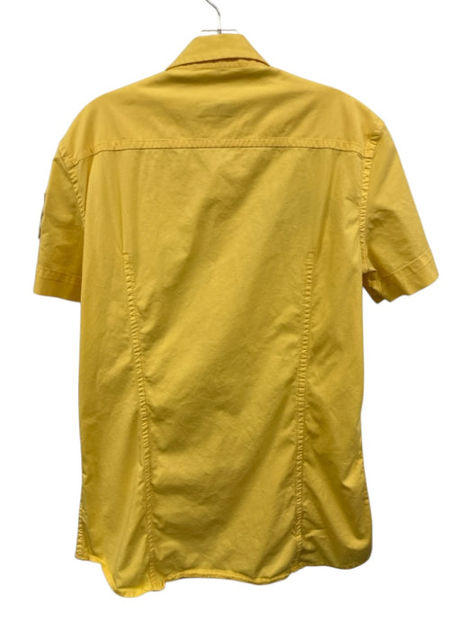 Dsquared Size 52 Yellow Cotton Solid Button Up Stitch detail Men's Short Sleeve Yellow / 52